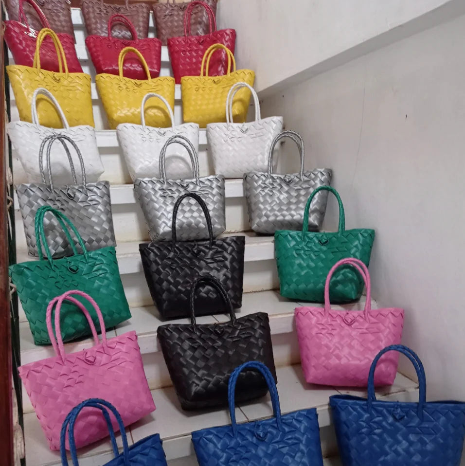 Plain Plastic Bayong Bags with Button Lock Small