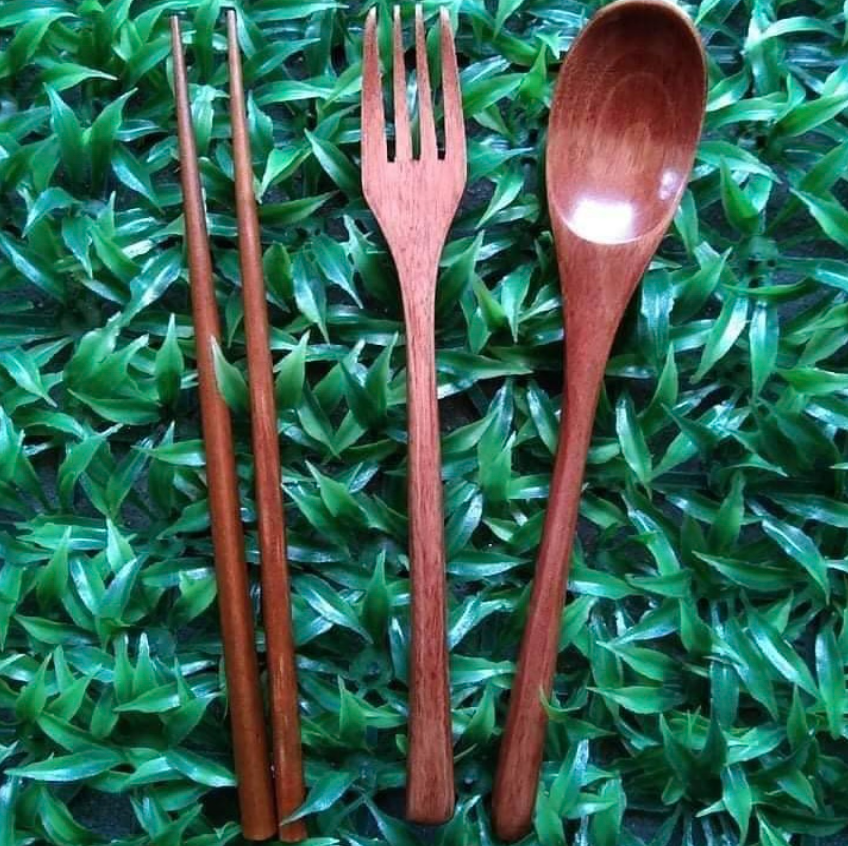 Wooden Utensils Set (Spoon, Fork, and Chopsticks)